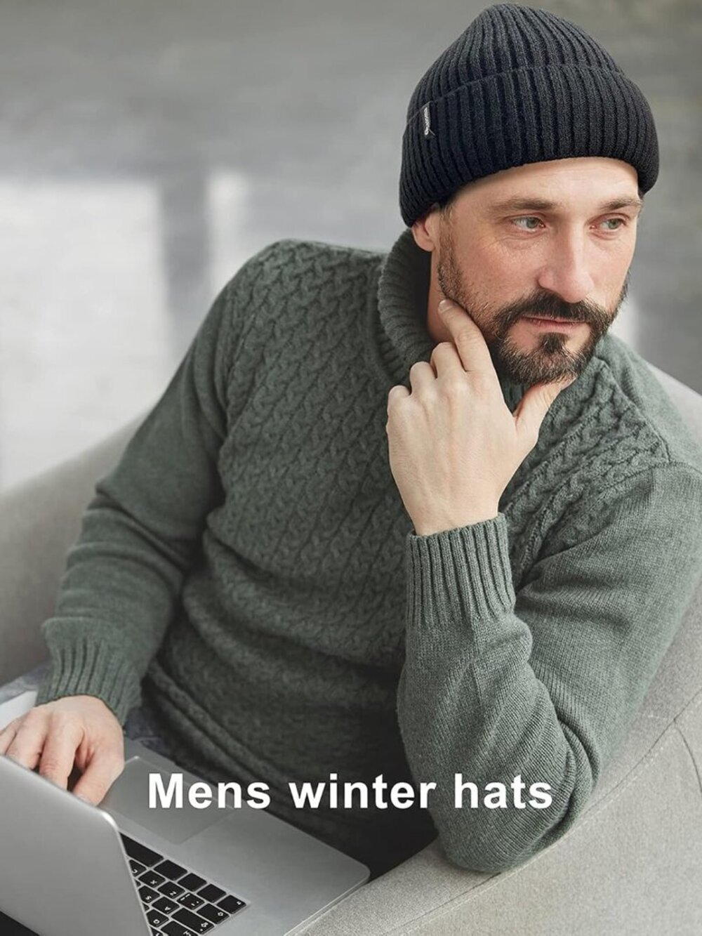 Unisex Purple Warm Knit Winter Pull-On Cuffed Beanie Soft Classic Ski Skull Cap - Picture 2 of 6